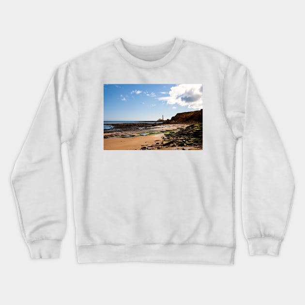 St Mary's Island from Old Hartley Crewneck Sweatshirt by Violaman